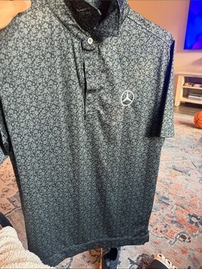 Men's Navy Floral Polo Shirt